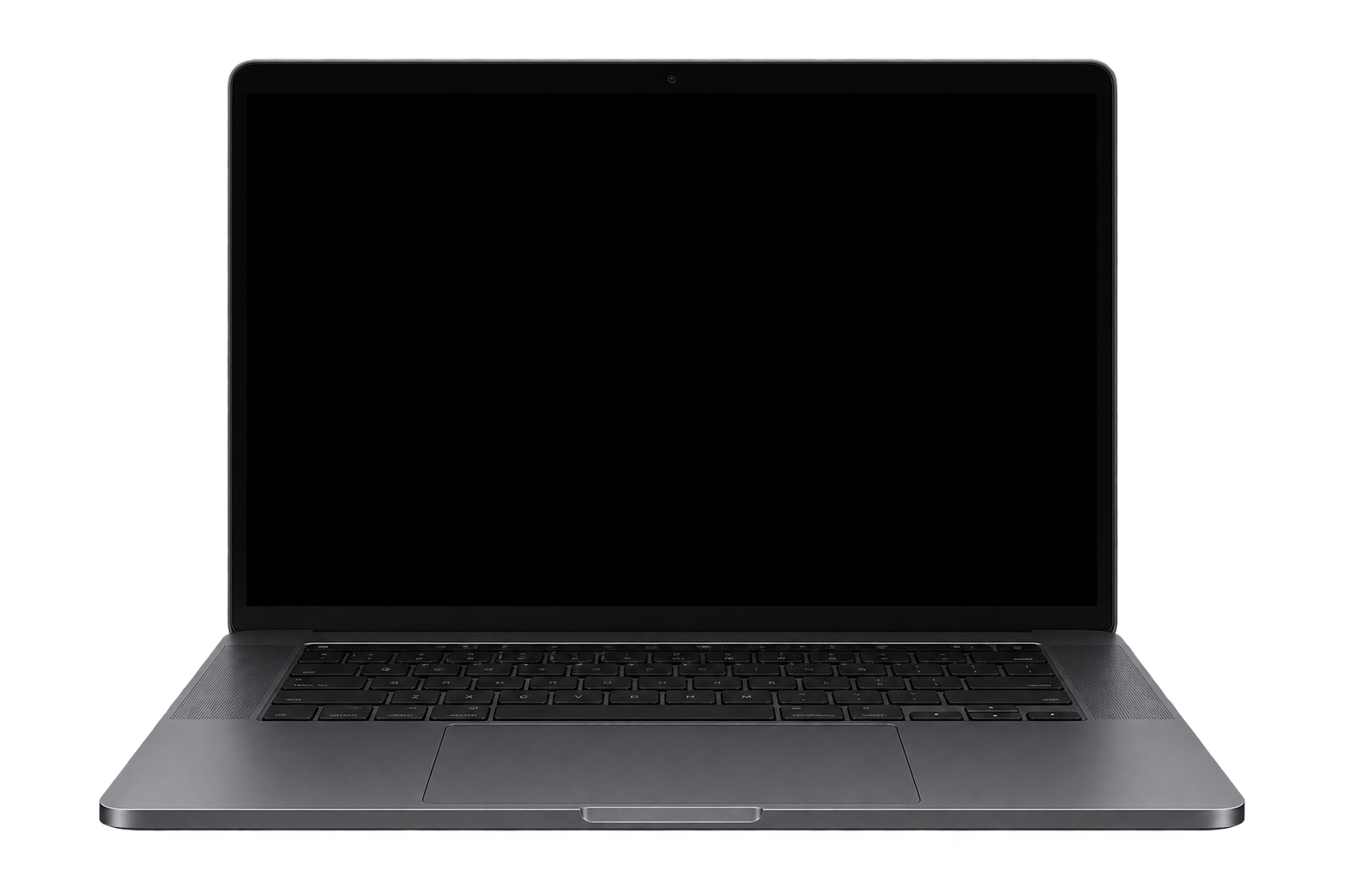 Open laptop with an empty screen
